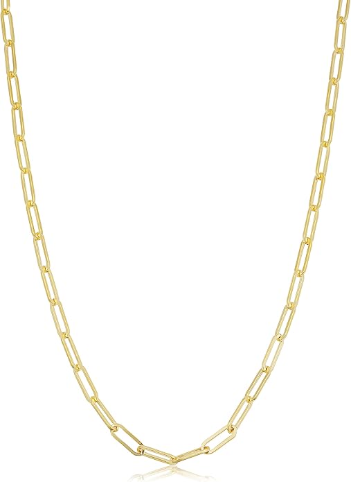 Kooljewelry Womens Minimalist Paperclip Chain - 14k Gold-Filled 2.5 mm Link Necklace