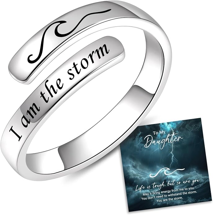 BEILIN 925 Sterling Silver Inspirational Jewelry Rings Adjustable Ring Personality Encouragement Gift for Teens Women