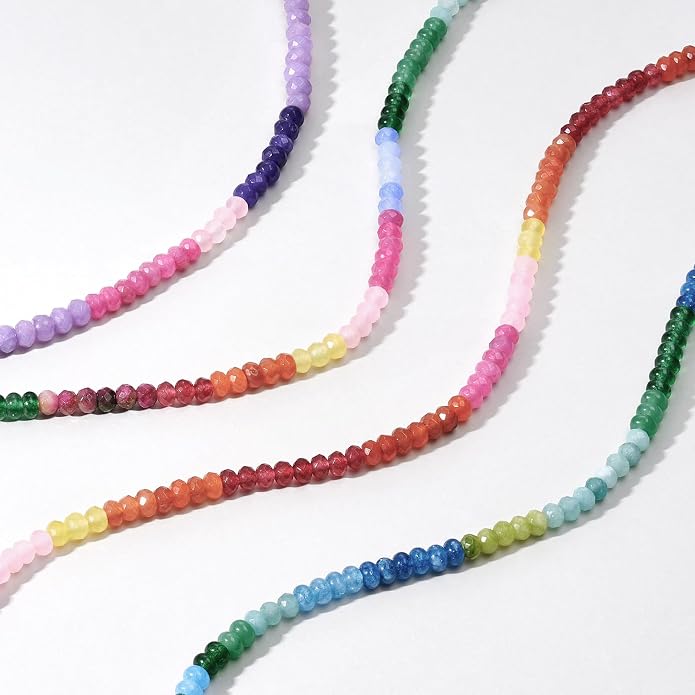 KELORIS PATH Beaded Necklace for Women, Colorful Gemstone Boho Bead Choker for Beach, Trendy Summer Natural Stone Jewelry Gifts