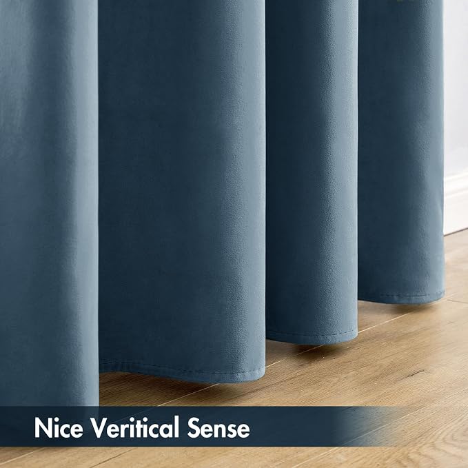 MIULEE Dark Slate Blackout Velvet Curtains Drapes 84 Inch Long 52"x84" | Luxurious Bedroom Living Room Decor, Room Darkening, Thermal Insulated, Rod Pocket Design, Super Soft Fabric