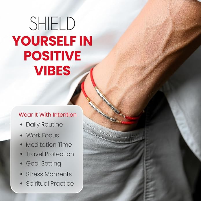 Buddha & Karma Tibetan Red String Bracelet - Handmade Buddhist Lucky Charm for Protection, Good Fortune & Positive Energy - Spiritual Bracelet for Men & Women - Adjustable Bracelets for Daily Wear