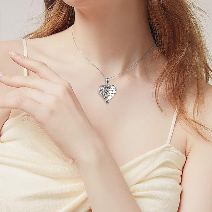 YFN Locket Necklace 925 Sterling Silver Heart Locket Necklace that Holds Pictures for Women Jewelry Gifts