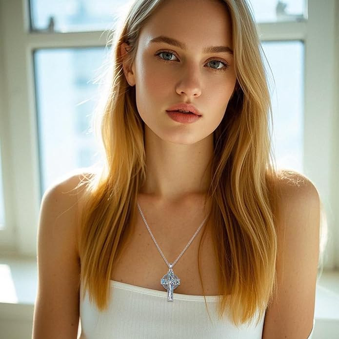 Cross Necklace 925 Sterling Silver Cross Faith Pendant Christian Jewelry Gifts for Women Men