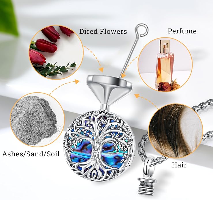 Jewelry Gifts - Tree of Life Necklace Sterling Silver Abalone Shell/Opal/Moonstone/Black Onyx/Turquoise/Malachite/Crystal Family Tree of Life Jewelry for Women Men