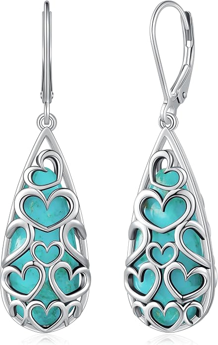 Turquoise Earrings for Women Western Jewelry for Women 925 Sterling Silver Earrings Turquoise Drop Earrings Boho Vintage Earrings