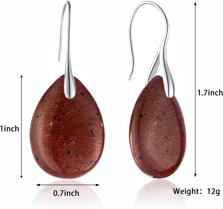 925 Sterling Silver Natural Crystal Agate Dangle Earrings, Waterdrop Teardrop Shape