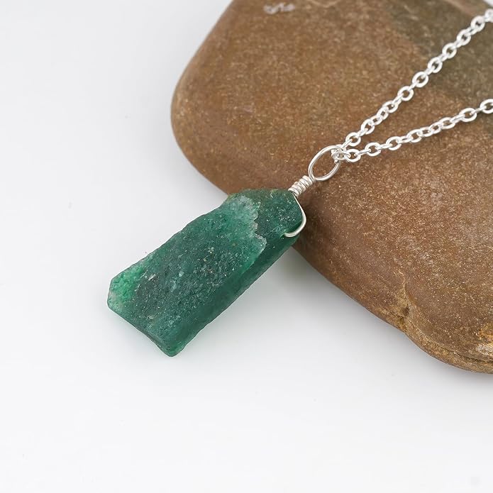 Natural Raw Gemstones Pendant Necklace, Rough Stones Dainty Jewelry, Handmade Bohemian Jewelry, Silver Plated Chain, Healing Crystals, Christmas Gift for Women