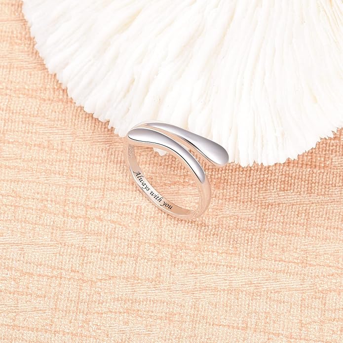Fookduoduo 925 Sterling Silver Ring Inspirational Jewelry adjustable Wrap Open Rings for Women