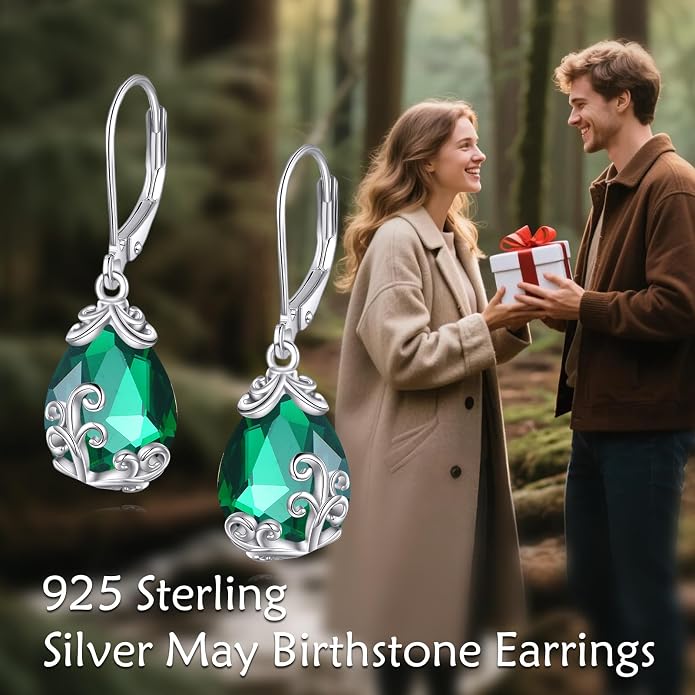POPLYKE Celtic Filigree Teardrop Drop Dangle Earrings Sterling Silver Leverback Earrings Jewelry for Women