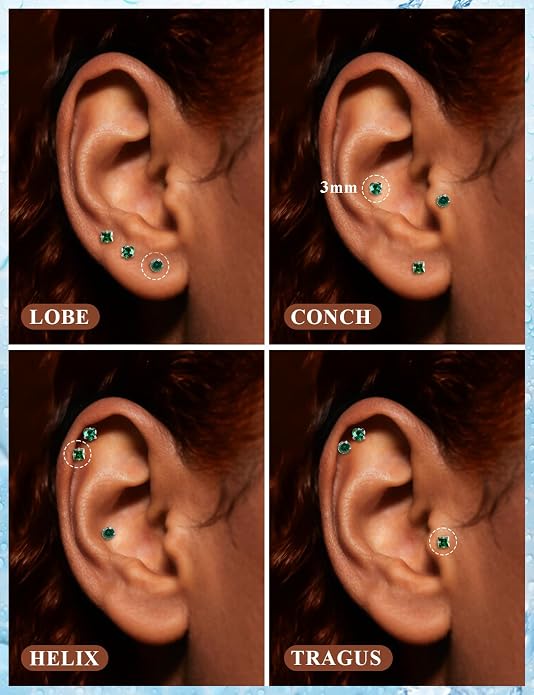 20G 18G 16G Astm F136 Titanium Internal Thread Flat Back Earrings Nose Studs Tragus Helix Conch Cartilage Lobe Earrings Medusa Labret Snake Bite Monroe Lip Ring Piercing Jewelry For Women Men