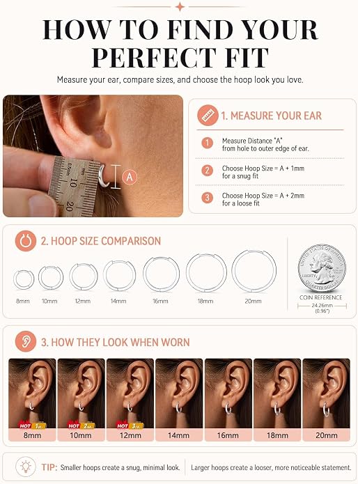 FaithHeart 925 Sterling Silver Huggie Hoop Earrings, Silver Small Hoop Earring for Women, 14K Gold/Black/Rose Gold Hypoallergenic Cartilage Earrings for Women 6/8/10/12/14/16/18/20mm