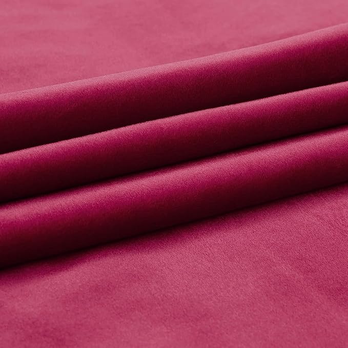 PRIMROSE Red Curtains 72 inch for Living Room Velvet Drapes Blackout Rod Pocket Back Tab Window Treatment Semi Room Darkening Decor Curtains for Bedroom Set of 2 Panels
