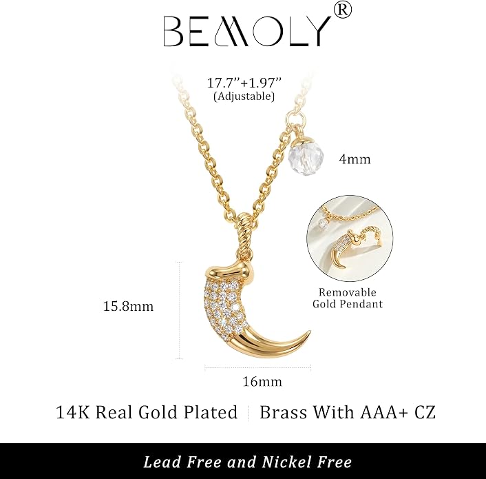 Fashion Dainty Necklace for Women - 14K Gold Plated Detachable Pendant with Cubic Zirconia Accent, Hypoallergenic Layering Jewelry for Women, Trendy Storm Charm Necklace for Daily Wear & Gifting