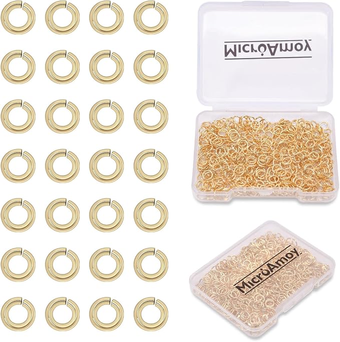 500pcs 14k Gold Filled Jump Rings,Non Tarnish Gold Open Jump Rings for Necklace Bracelet Earrings DIY Jewelry Making Supplies (0.7x6mm, Gold)