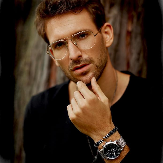 Mens Beaded Bracelet - Stone Jewelry, Black Onyx Hematite Bracelets, Mens Accessories, Adjustable