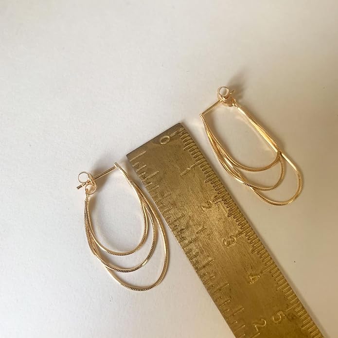 Tassel Earrings for Women Gold Plated Silver Chain Earrings Dainty Minimalist Dangle Drop Studs
