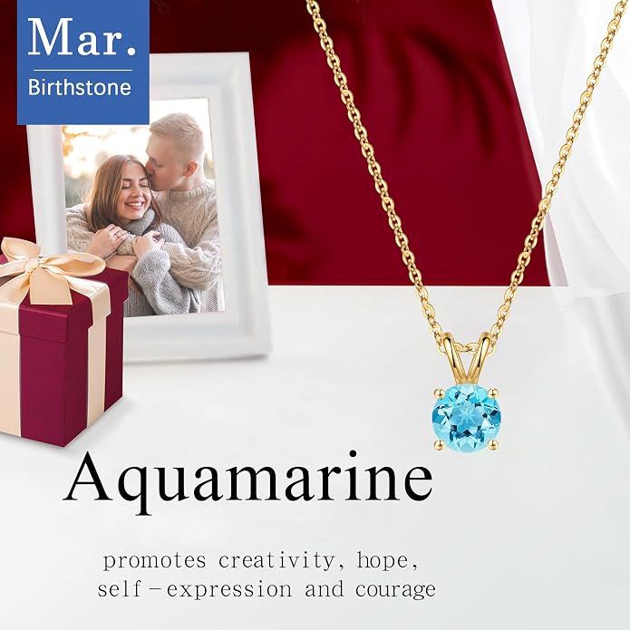 SMILEST Birthstone Necklaces for Women Mom Wife, 1ct Sparkle Round Cut Birthstone Pendant 925 Sterling Silver Necklace Anniversary Birthday Gifts for Women Mom Wife Friend