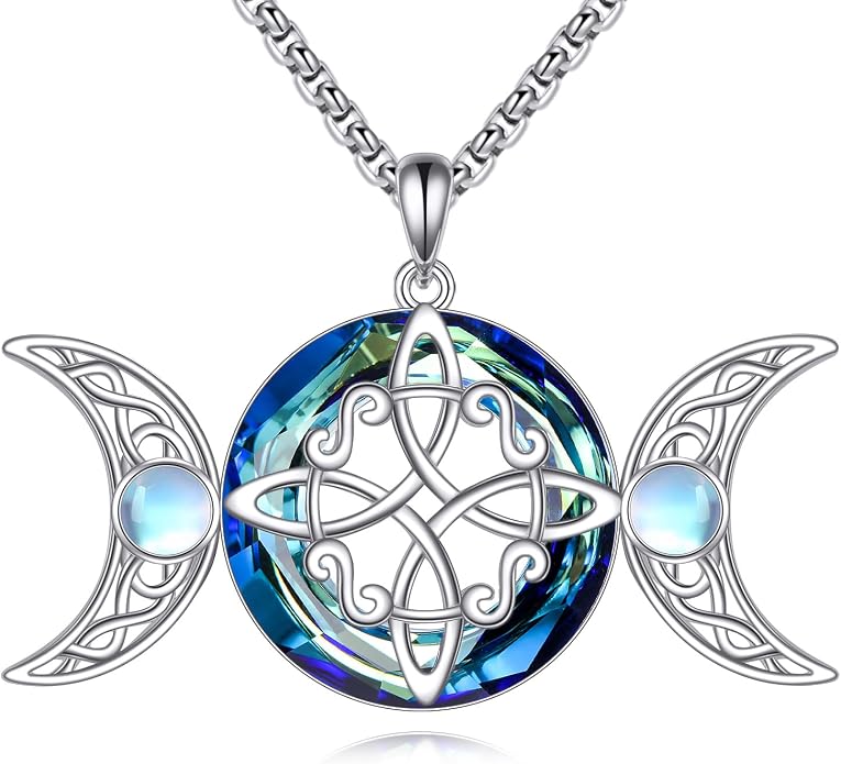 POPLYKE Tree of Life Necklace for Women Sterling Silver Celtic Knot Family Tree With Blue/Purple/Volcano Crystal Irish Gifts for Mom Wife Birthday Christmas