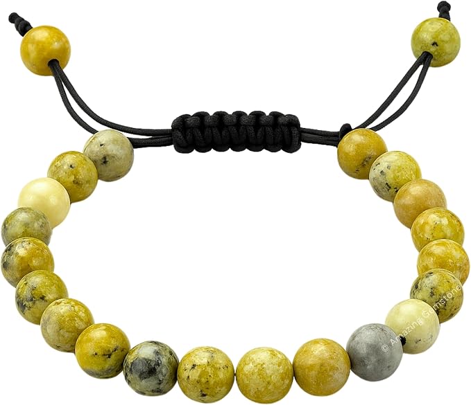 Amazing Gemstone Serpentine Bracelet, Gifts for Men & Women - Protection Healing Crystal Bracelet - 8mm Gemstone Beaded Adjustable Bracelet, Pulseras para Hombres Mujer Stocking Stuffers