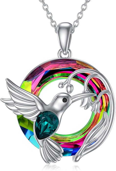 Dragonfly Necklace 925 Sterling Silver Dragonfly/Sunflower Bee Pendant Necklace Dragonfly with Blue Circle Crystal Dragonfly Jewelry Gifts as Holiday Christmas Gifts for Women