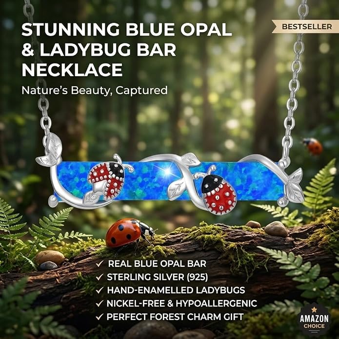 Bar Opal Leaf Necklace For Women S925 Sterling Silver White Opal Pendant with Leaf Charm Bar Pendant Jewelry Gift For Mom Daughter Wife