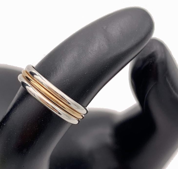 Triple Stack Mixed Metal Toe Ring | Sterling Silver and 14K Gold Fill Adjustable for Men and Women | Three Bonded Bands | Unisex One Size Fits Most