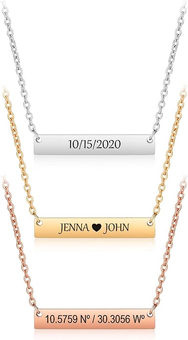 Customizable Your Name Bar Necklace Gift Personalized gift - Engraved Accessories for Wedding, Birthday, Graduation, Mother's Day, Christmas