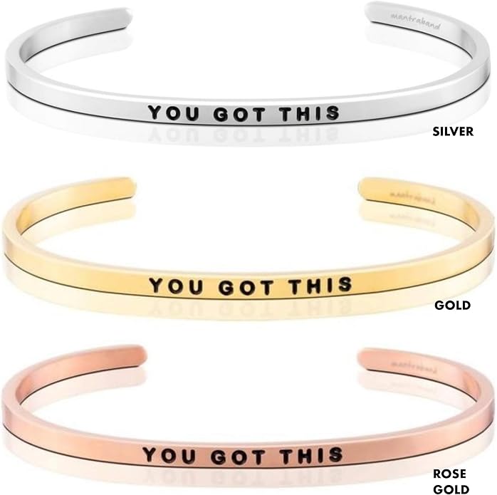 MantraBand - Mantra Band Bracelet - Silver color - Inspirational Engraved Adjustable Cuff - Gifts for Women, Sisters, Friends, Family