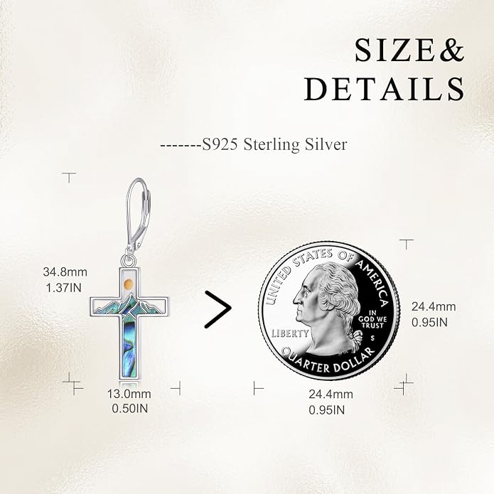 AOBOCO Mustard Seed Earrings for Women Sterling Silver Mountain Cross Earrings Dangle Christian Religion Jewelry Mothers Day Birthday for Mom Wife Friends