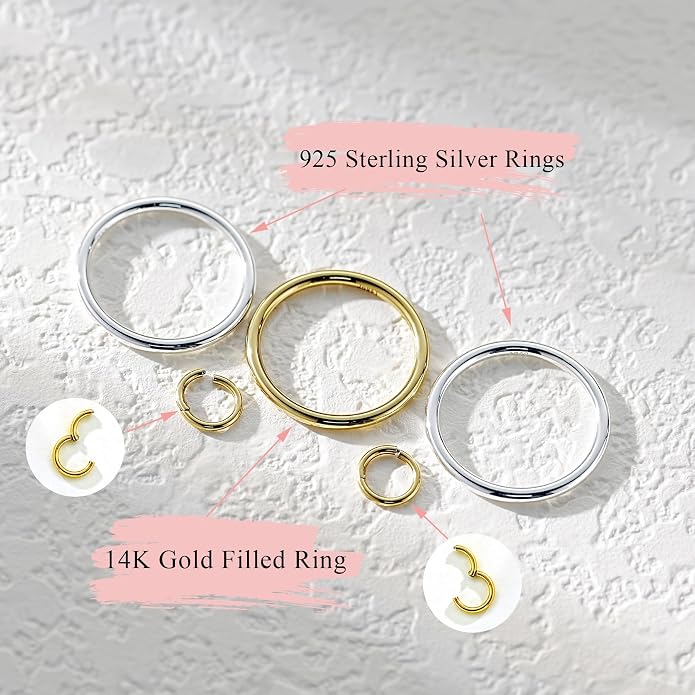 14K Gold filled Detachabie Stackable Rings for Women,Separated Non Tarnish Gold and Silver Rings,Statement Ring Set,Openable sleek Bands Stacking Ring Fashion Jewelry Gift
