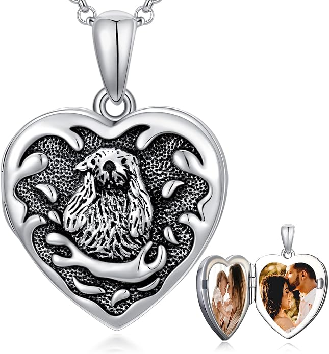 SOULMEET Personalized Silver Locket Necklace That Holds Pictures Photo Keep Someone Near to You, Memorial Custom Lockets Necklaces Letters Engraving for His Her