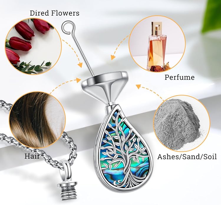 Jewelry Gifts - Tree of Life Necklace Sterling Silver Abalone Shell/Opal/Moonstone/Black Onyx/Turquoise/Malachite/Crystal Family Tree of Life Jewelry for Women Men