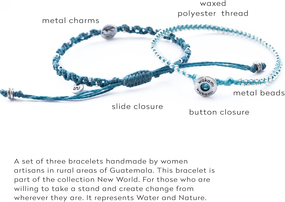 Wakami Boho Charm Bracelet Stack | Braided Beaded Stackable Bracelets for Women | Waterproof Fair Trade Handmade Boho Jewelry for Women and Men