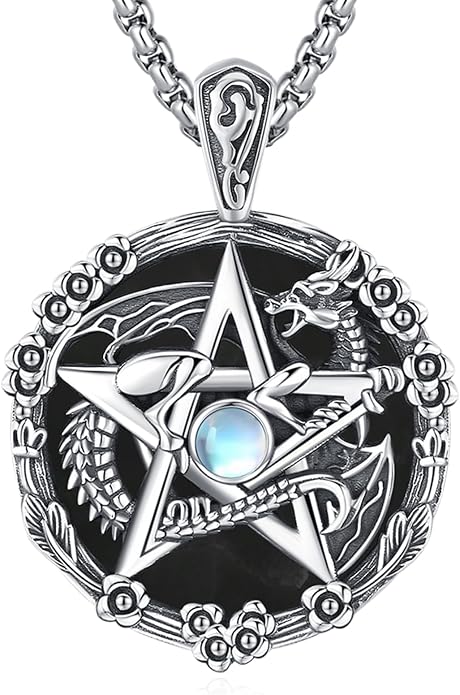 Pentagram/Celtic Knot/Witches Knot/Santa Muerte/Triple Moon Goddess/Baphomet/Hecate Necklace Sterling Silver Magic Wiccan Amulet Pagan Jewelry for Women Men