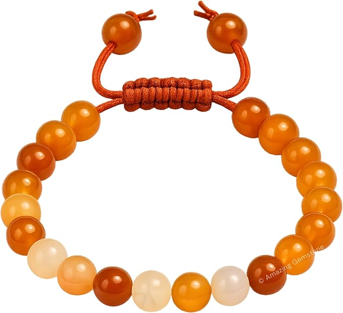 Amazing Gemstone Carnelian Bracelet for Women Men's Gifts - Protection Healing Crystal Bracelet - 8mm Gemstone Beaded Adjustable Bracelet