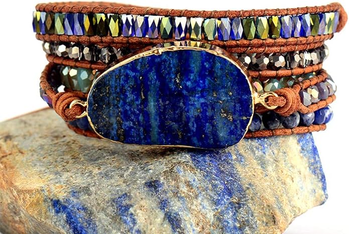 Boho Wrap Bracelet for Women, Handmade Natural Imperial Jasper Multi-Layer Stone Beaded Bracelet, Bohemian Healing Crystal Stone Jewelry Gifts
