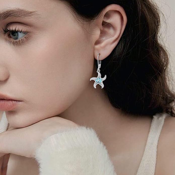 Vito 925 Sterling Silver Teardrop Earrings for Women, Moonstone Turquoise Drop Dangle Earrings Cat Snake Turtle Tree of Life Leverback Earrings Boho Jewelry Gift for Mom Wife