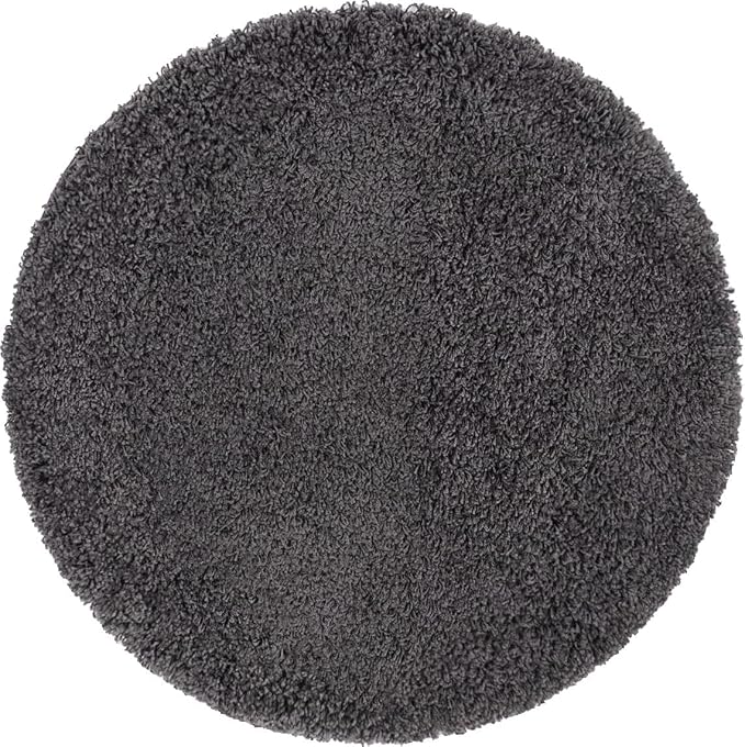 Unique Loom Solid Shag Collection Area Rug (3' 3" Round, Graphite Gray)