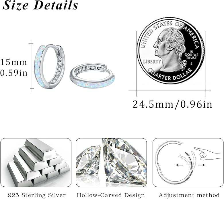 MEDWISE Mothers Day Gifts for Mom Multi Colored Opal Hoop Earrings for Women 925 Sterling Silver Huggie Hoop Earrings Jewelry Gift for Women Daughter Wife Mom Friends