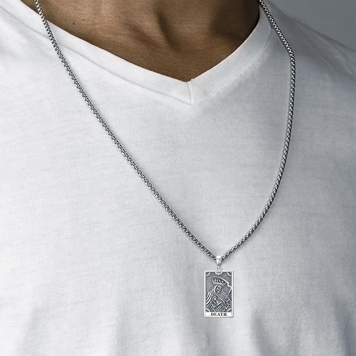 Skull/Skeleton Memento Mori Necklace 925 Sterling Silver Skull/Skeleton Pendant Hourglass Necklace Skull/Skeleton Jewelry for Men Women