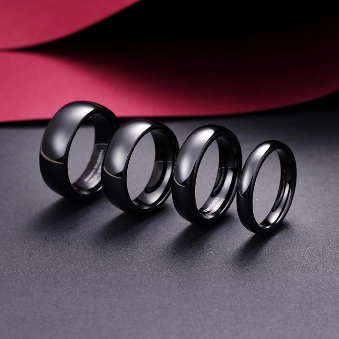 King Will Tungsten Carbide Wedding Band for Men Women Promise Rings for Couples Domed High Polish