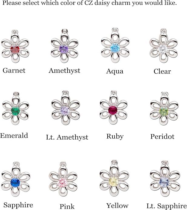 Cherished Moments .925 Sterling Silver Daisy Simulated Birthstone Necklace