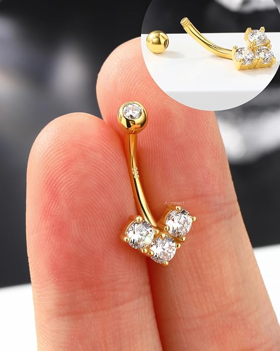 925 Sterling Silver Belly Button Rings 14G Heart Belly Navel Rings for Women Cute Navel Piercing Jewelry