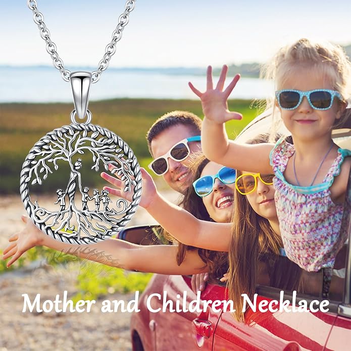Odinstone Tree of Life Necklace, Sterling Silver Pendant for Women Family Tree Necklaces Jewelry for Mom/Wife/Grandma(With Fine Gift Box)