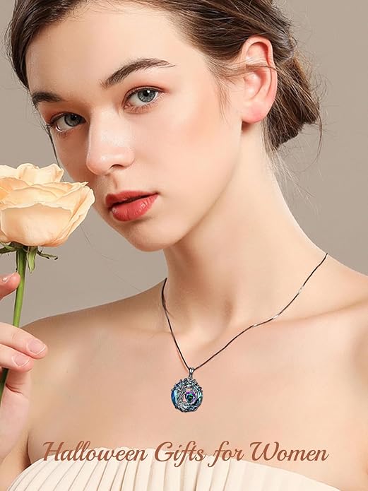 TOUPOP Tree of Life Birthstone Necklace Sterling Silver Pendant Birthstone Necklaces with Blue Crystal Anniversary Birthday Jewelry for Women Mom Wife Her