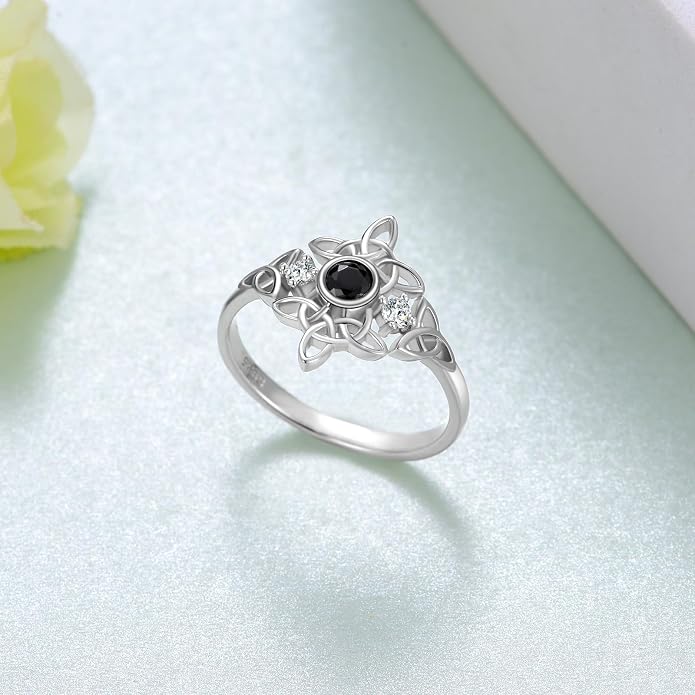 Witches Knot Ring for Women 925 Sterling Silver Celtic Knot Witches Knot Ring Irish Pagan Wiccan Jewelry for Women Mom
