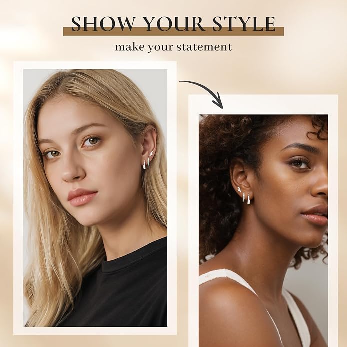Opal Earrings Set for Women, Birthday Gift for Her, Sterling Silver | 14K Gold Plated, Hypoallergenic S925 Opal Hoop Stud Earrings for Women with Sensitive Ears, Dainty earring Stacks—Trendy Opals Jewelry 2026