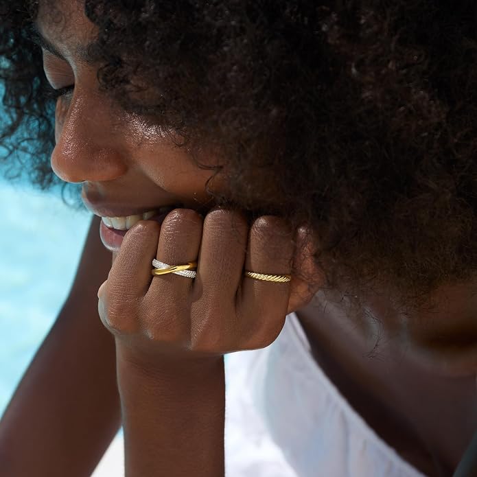 STORYJEWELLERY Gold Plated Rings for Women, Thumb Rings for Women, Chunky Ring, Gold Plated Wedding Bands, Twist Ring