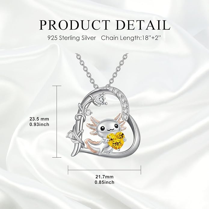 PELOVNY Teddy Bear Necklace for Women 925 Sterling Silver Bear/Highland Cow/Fox/Cat/Axolotl Birthstone Necklace Christmas Birthday Jewelry Gifts for Mom Daughter Wife Sister