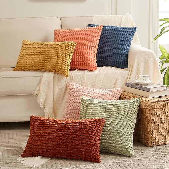 Fancy Homi 4 Packs Decorative Throw Pillow Covers for Living Room Couch Bed, Modern Farmhouse Boho Home Décor Accent Cushion Case, 20" x 20", Rust